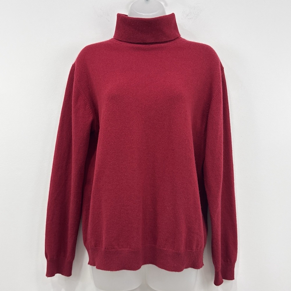 Kirkland Signature 100% Cashmere Sweater L Red Turtleneck Quiet Luxury Old Money